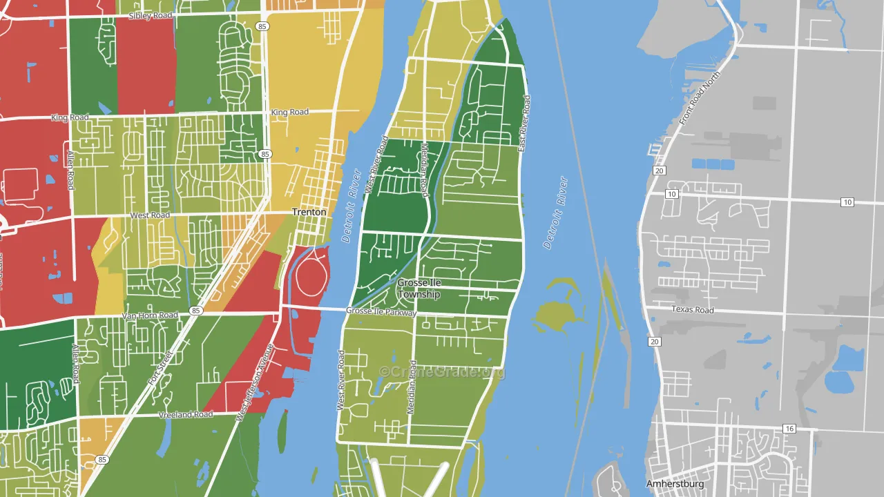 Grosse Ile, MI Map of Vandalism Rates