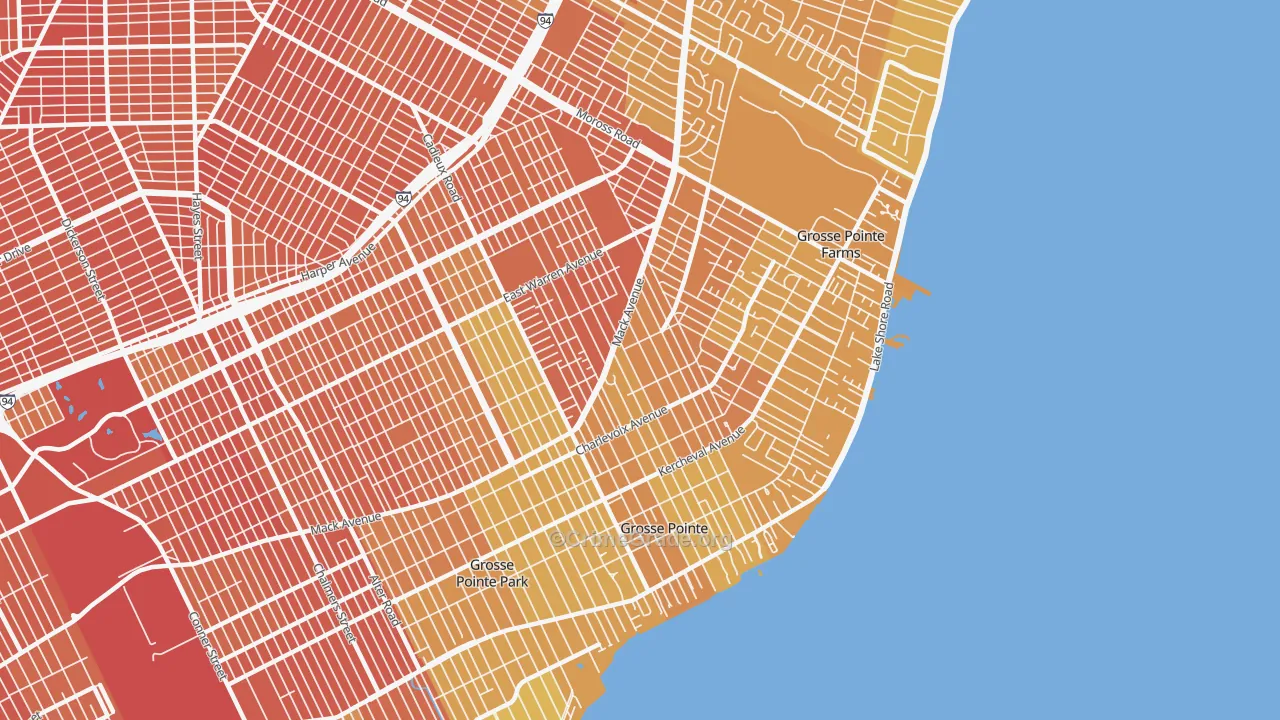 Grosse Pointe, MI Map of Vandalism Rates