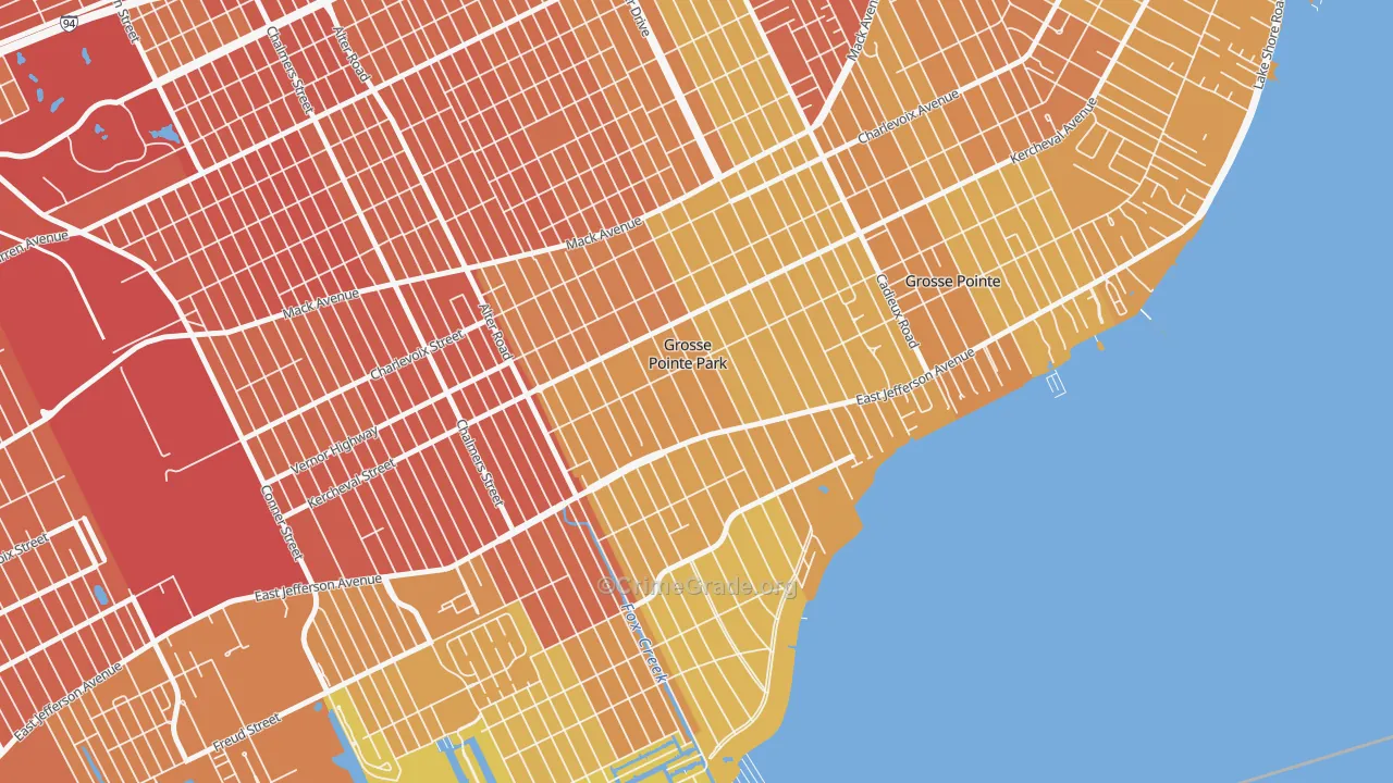 Grosse Pointe Park, MI Map of Vandalism Rates