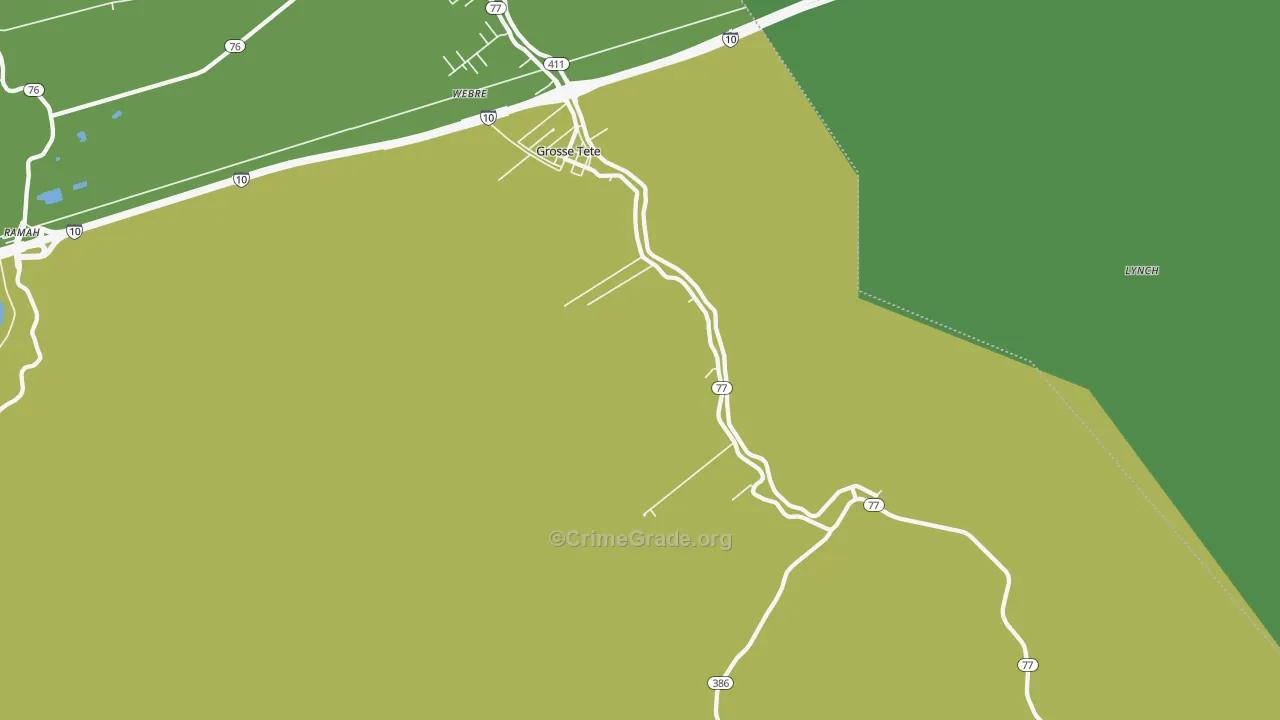 Grosse Tete, LA Map of Vandalism Rates