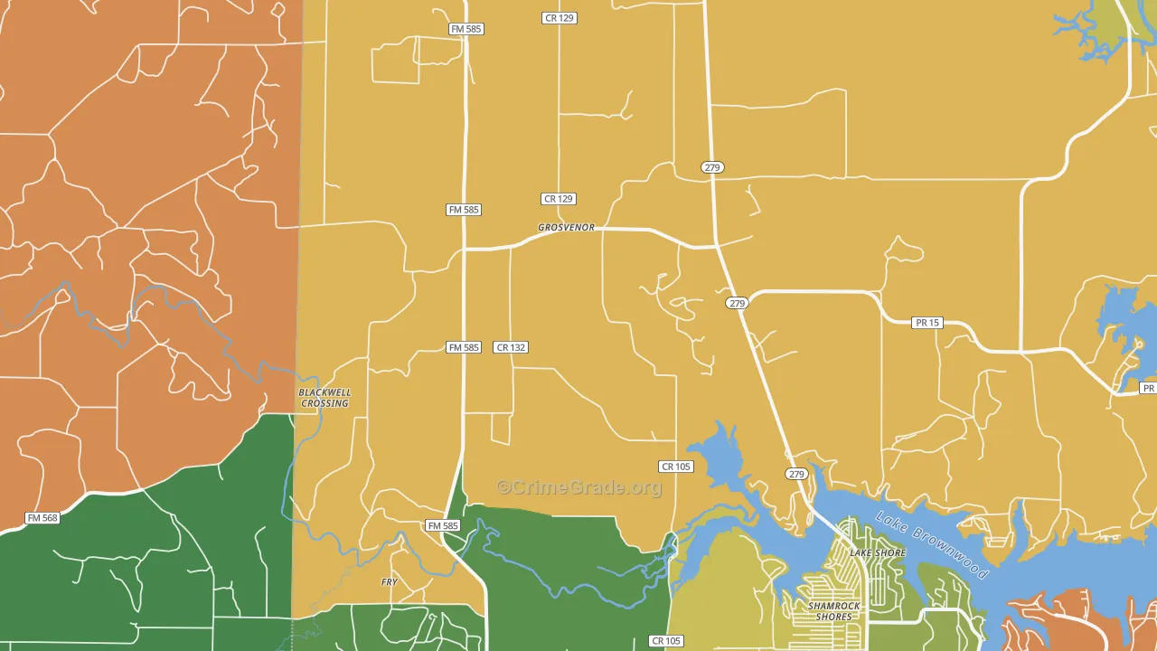 Grosvenor, TX Map of Vandalism Rates