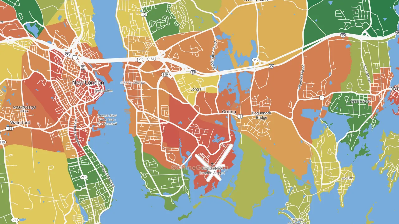 Groton, CT Map of Vandalism Rates