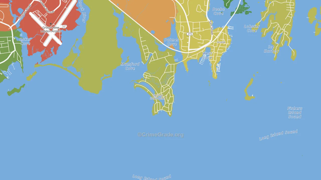 Groton Long Point, CT Map of Vandalism Rates
