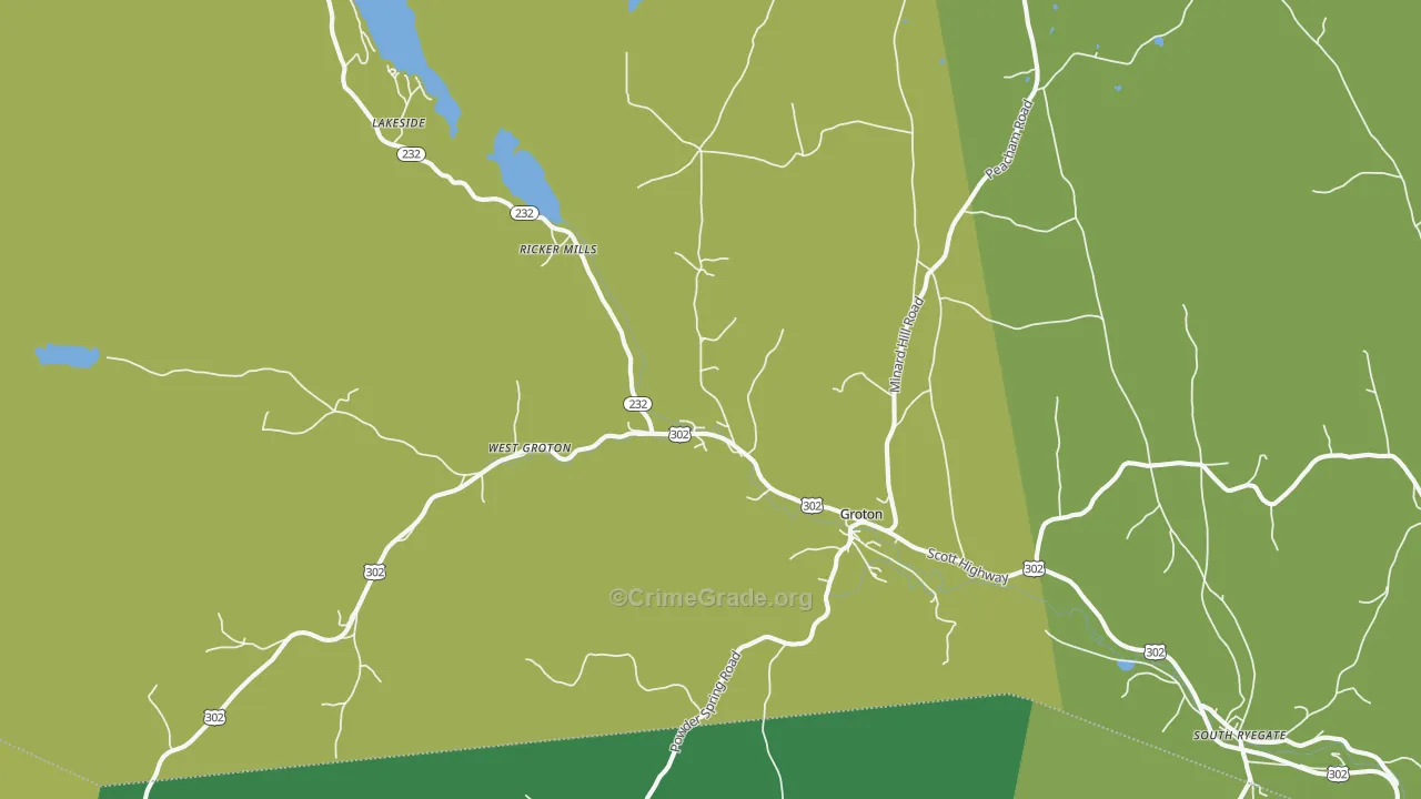 Groton, VT Map of Vandalism Rates