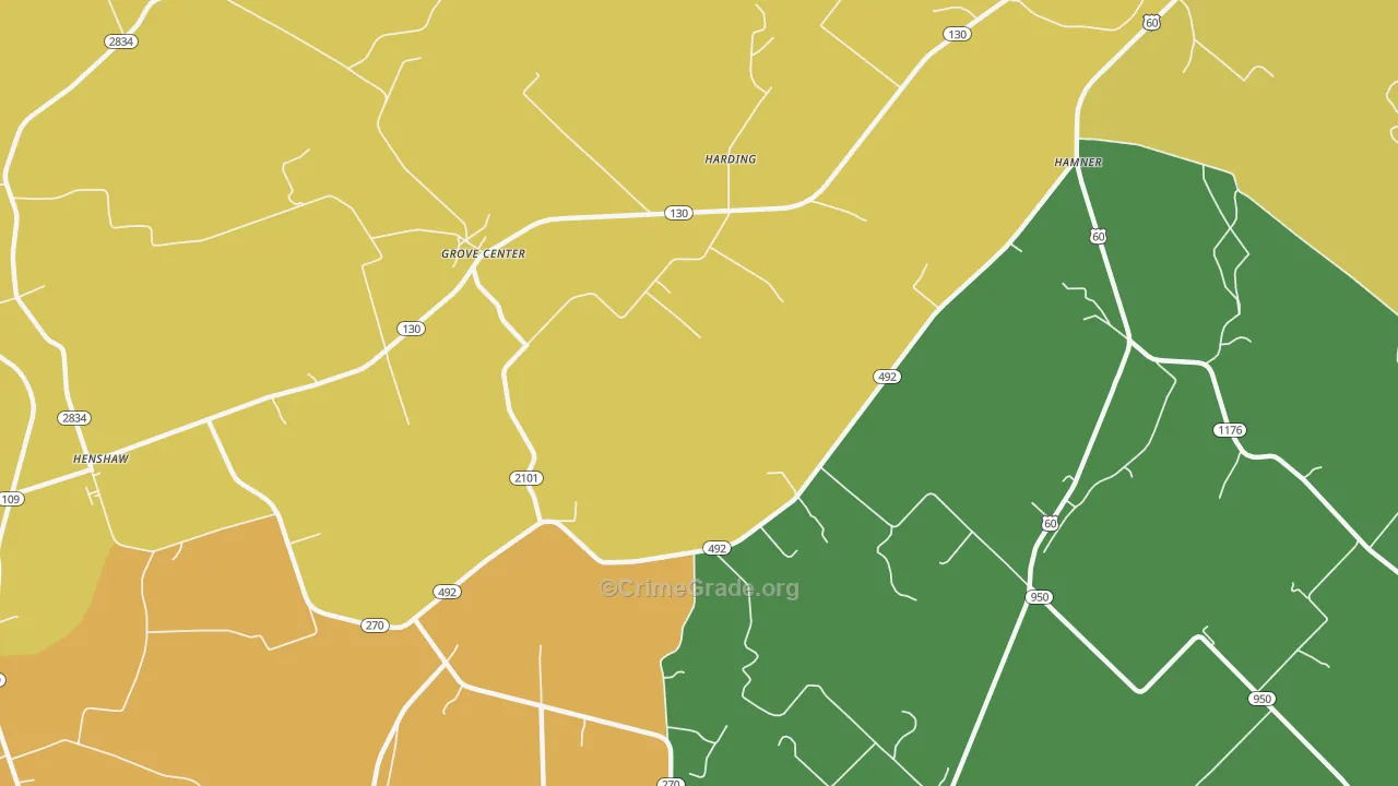 Grove Center, KY Map of Vandalism Rates