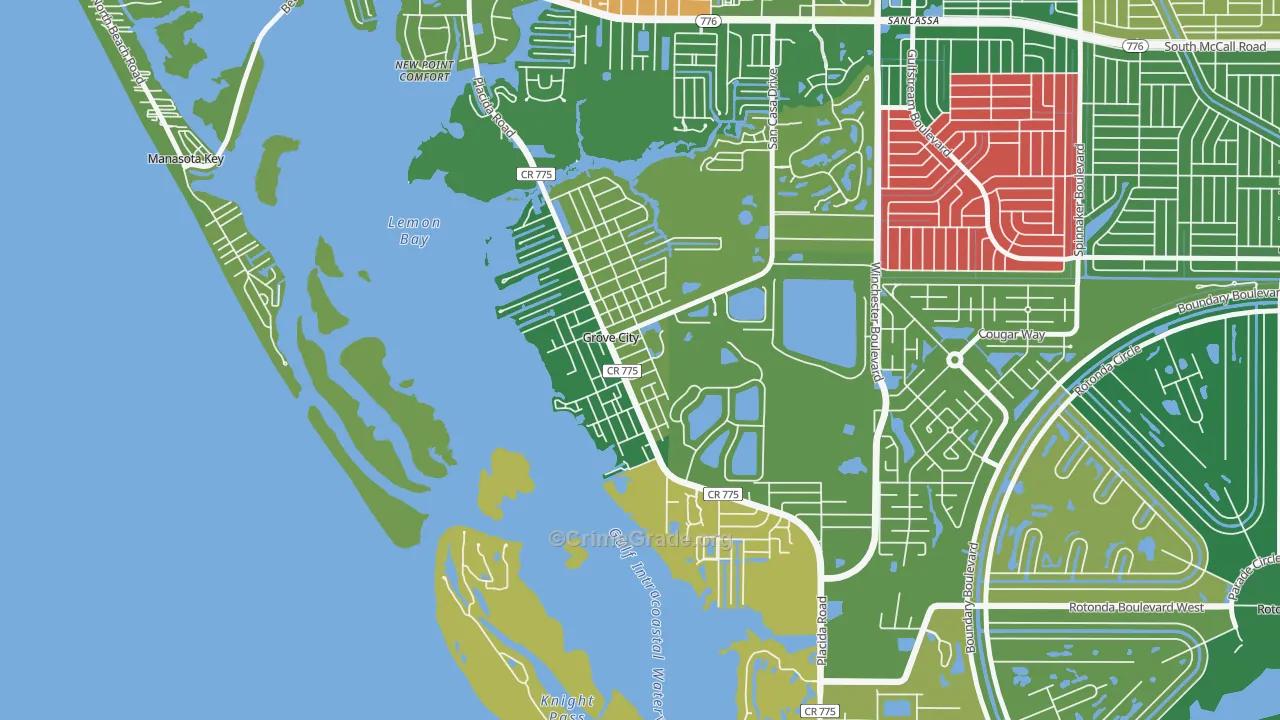 Grove City, FL Map of Vandalism Rates