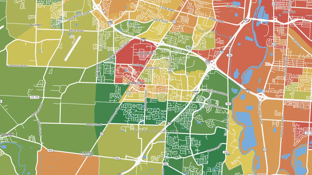 Grove City, OH Map of Vandalism Rates