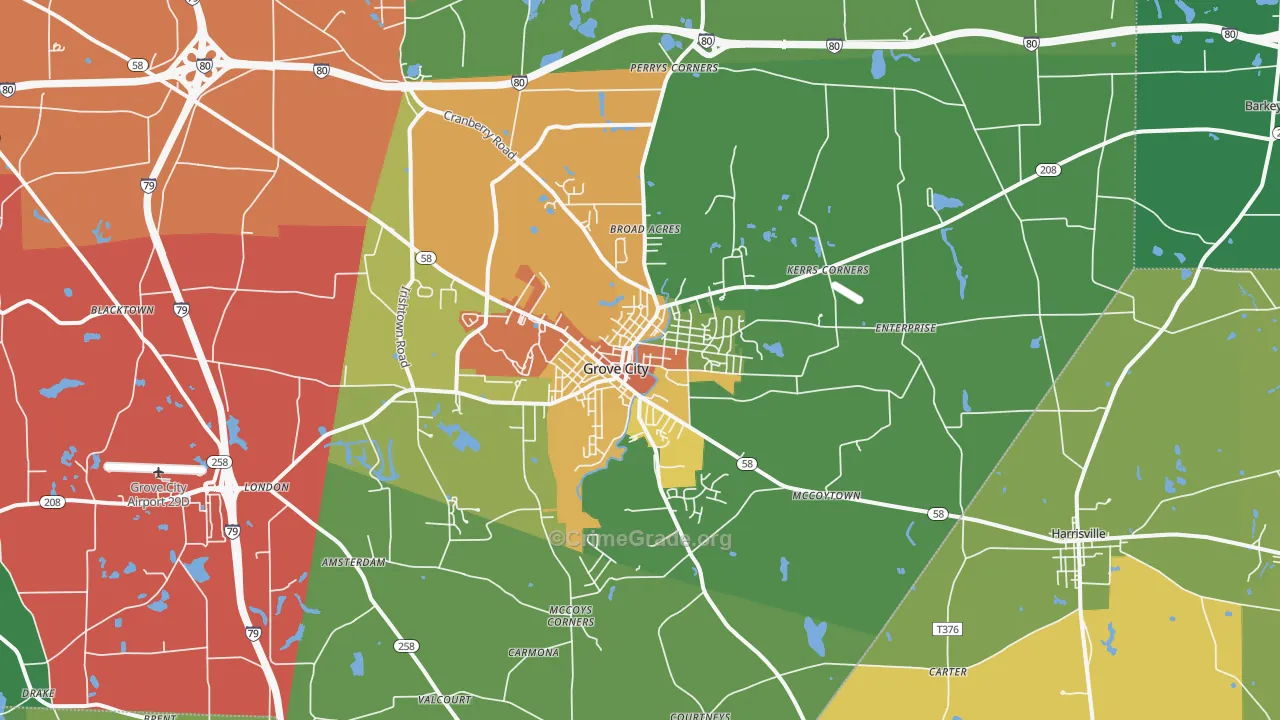 Grove City, PA Map of Vandalism Rates