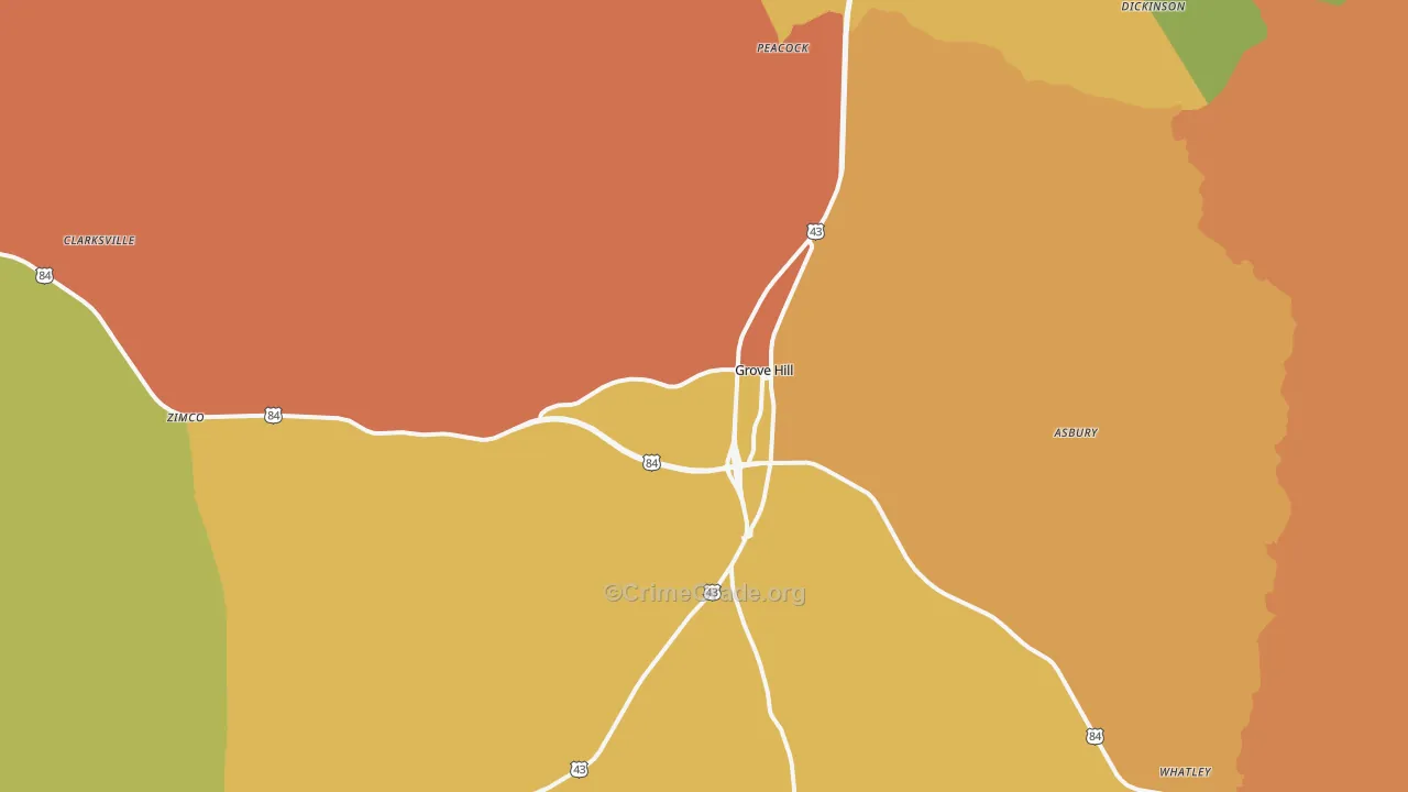 Grove Hill, AL Map of Vandalism Rates