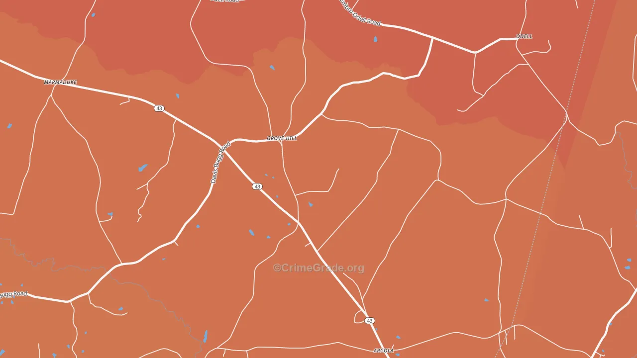 Grove Hill, NC Map of Vandalism Rates