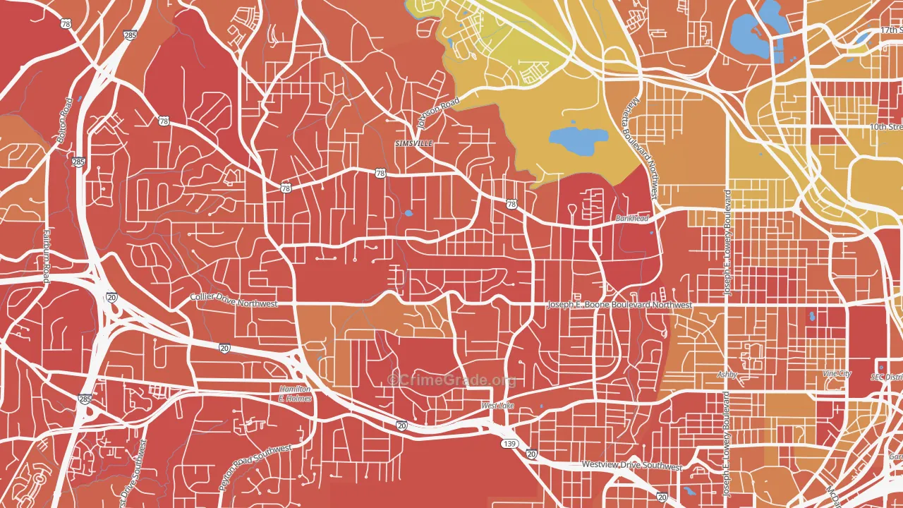 Grove Park, Atlanta, GA Map of Vandalism Rates