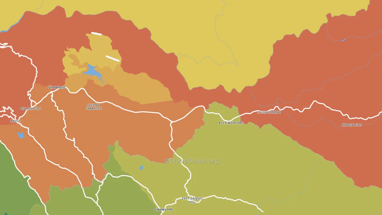 Groveland, CA Map of Vandalism Rates