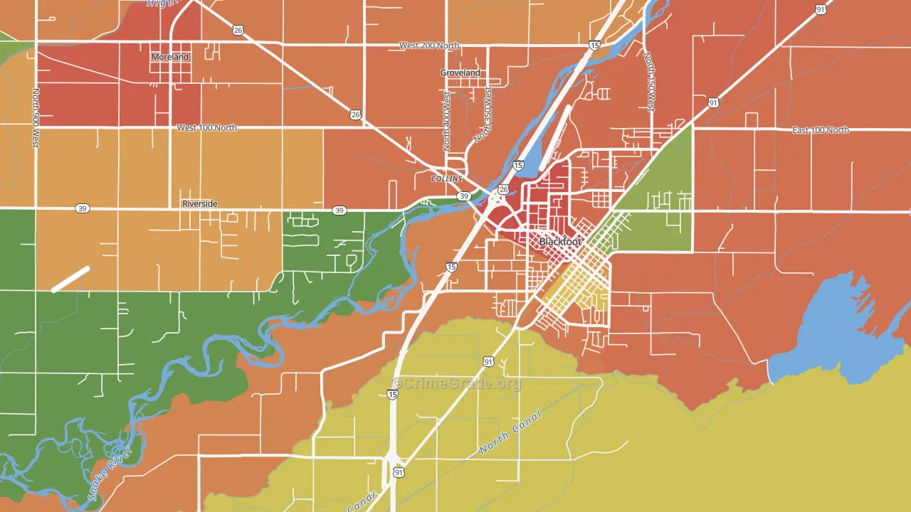 Groveland, ID Map of Vandalism Rates