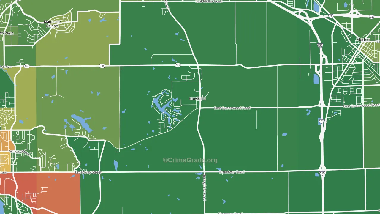Groveland, IL Map of Vandalism Rates