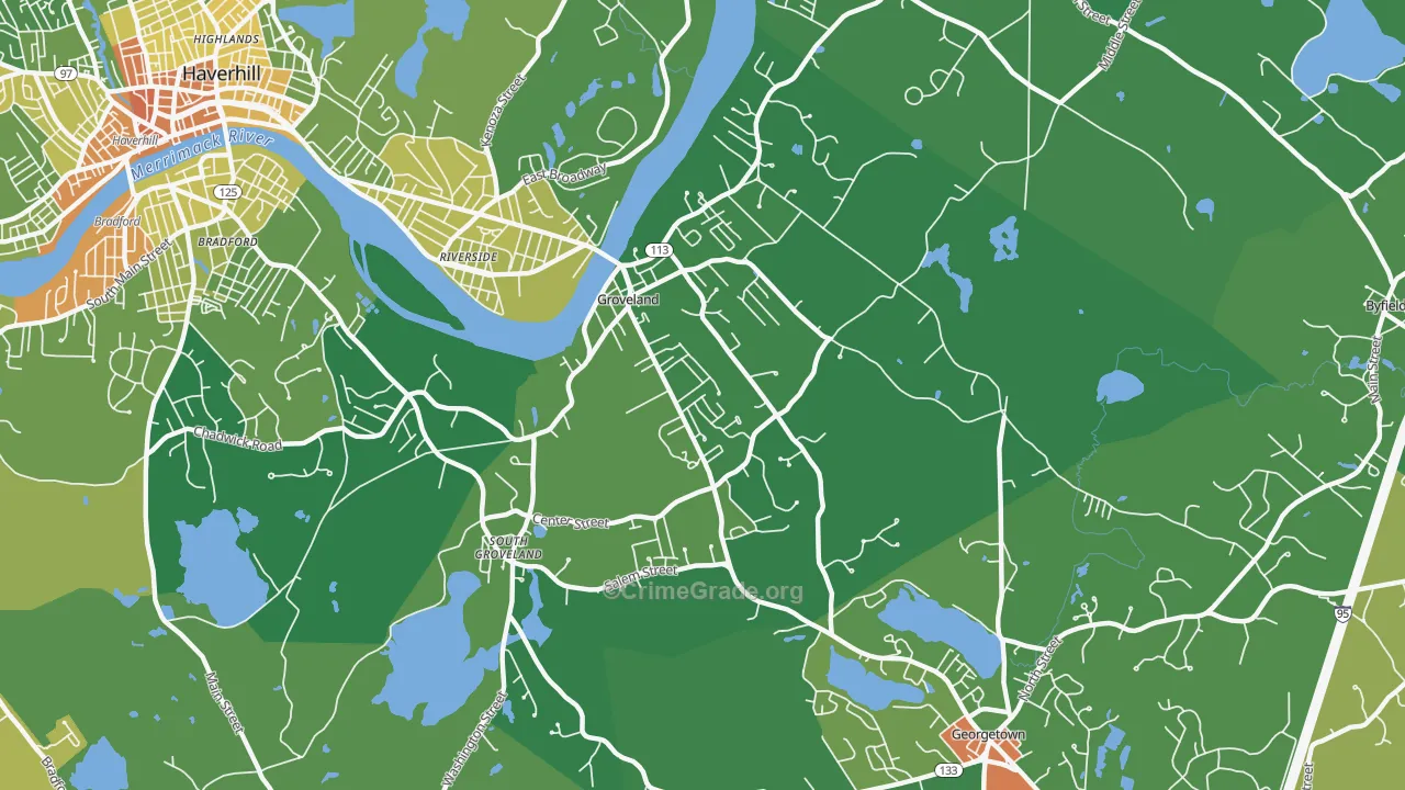 Groveland, MA Map of Vandalism Rates