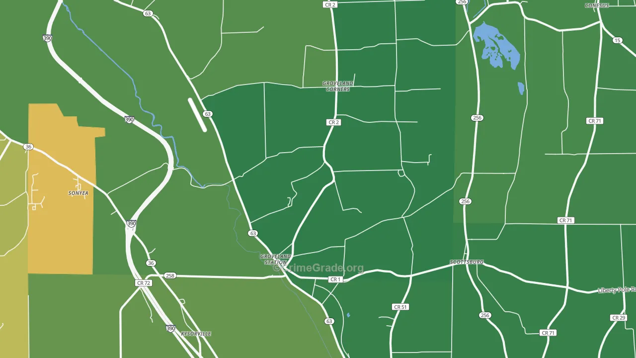 Groveland, NY Map of Vandalism Rates
