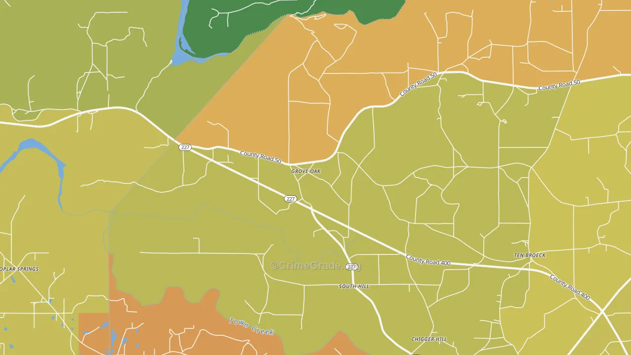 Groveoak, AL Map of Vandalism Rates