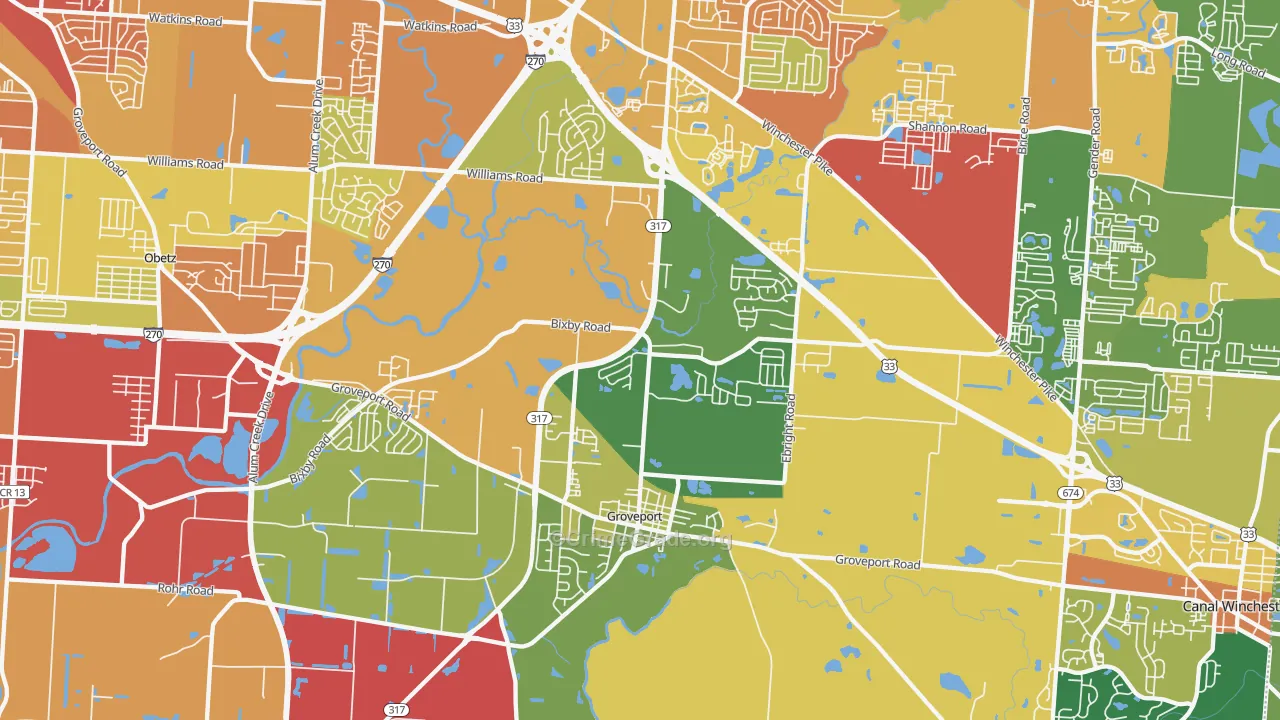 Groveport, OH Map of Vandalism Rates