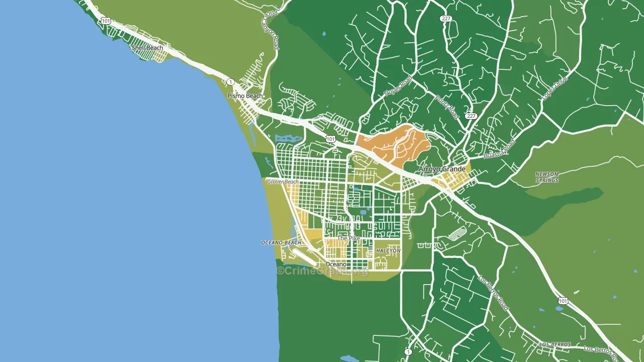 Grover Beach, CA Map of Vandalism Rates