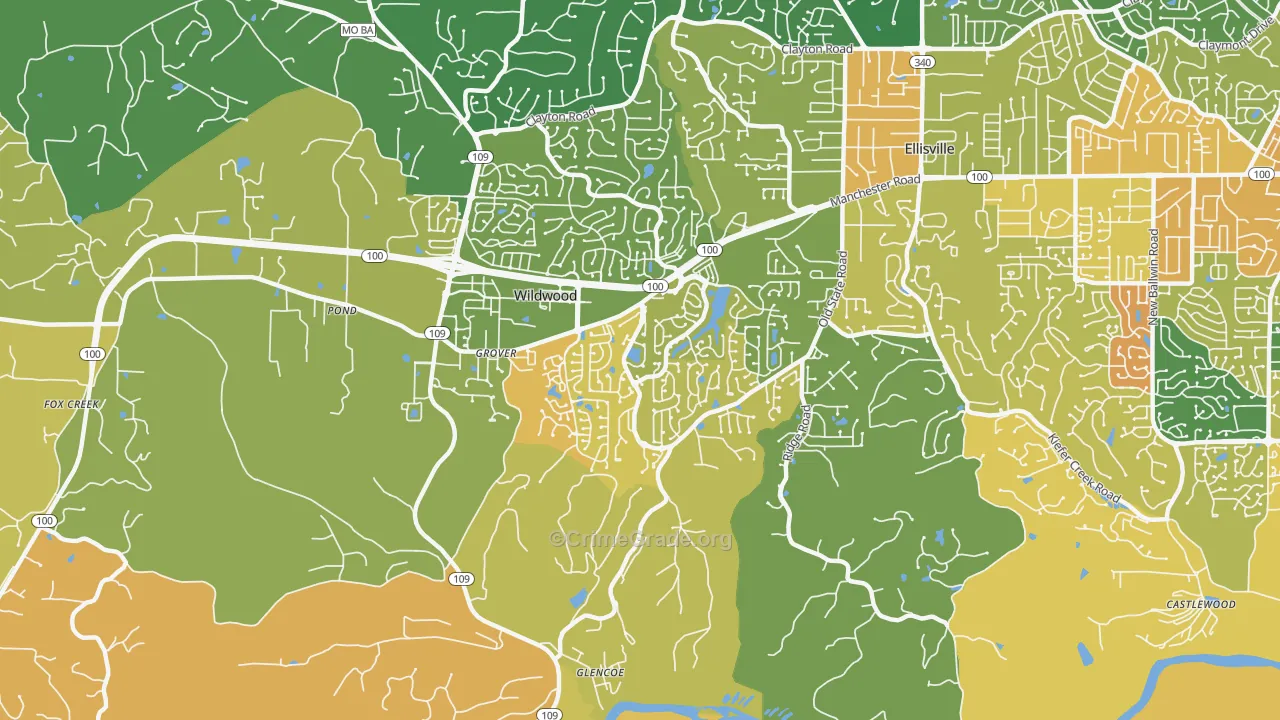Grover, MO Map of Vandalism Rates