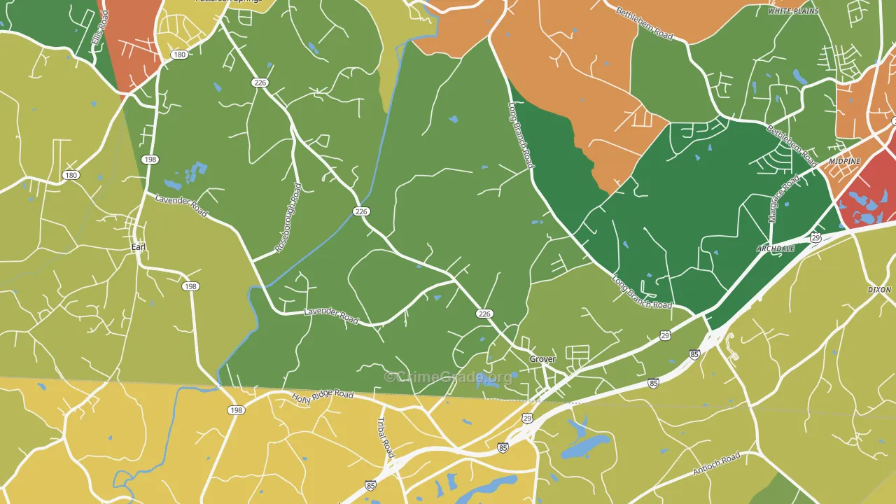 Grover, NC Map of Vandalism Rates