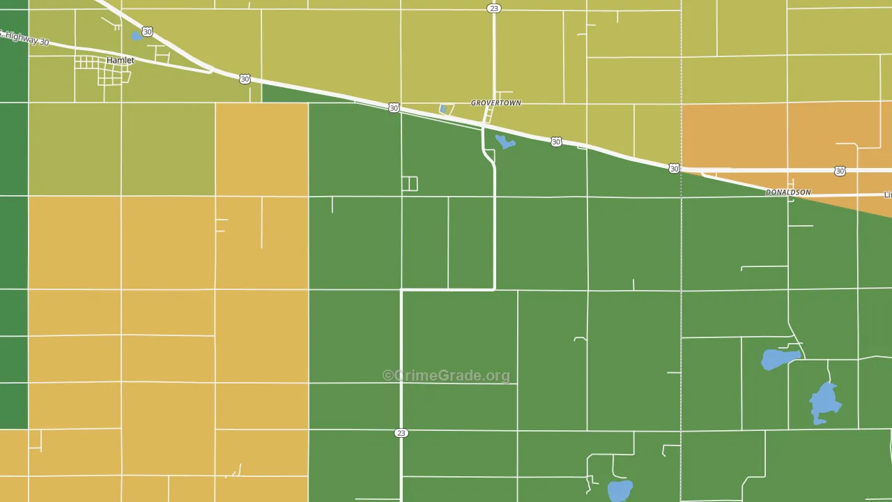 Grovertown, IN Map of Vandalism Rates