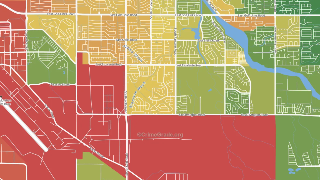 Groves Lincoln Park, Tucson, AZ Map of Vandalism Rates
