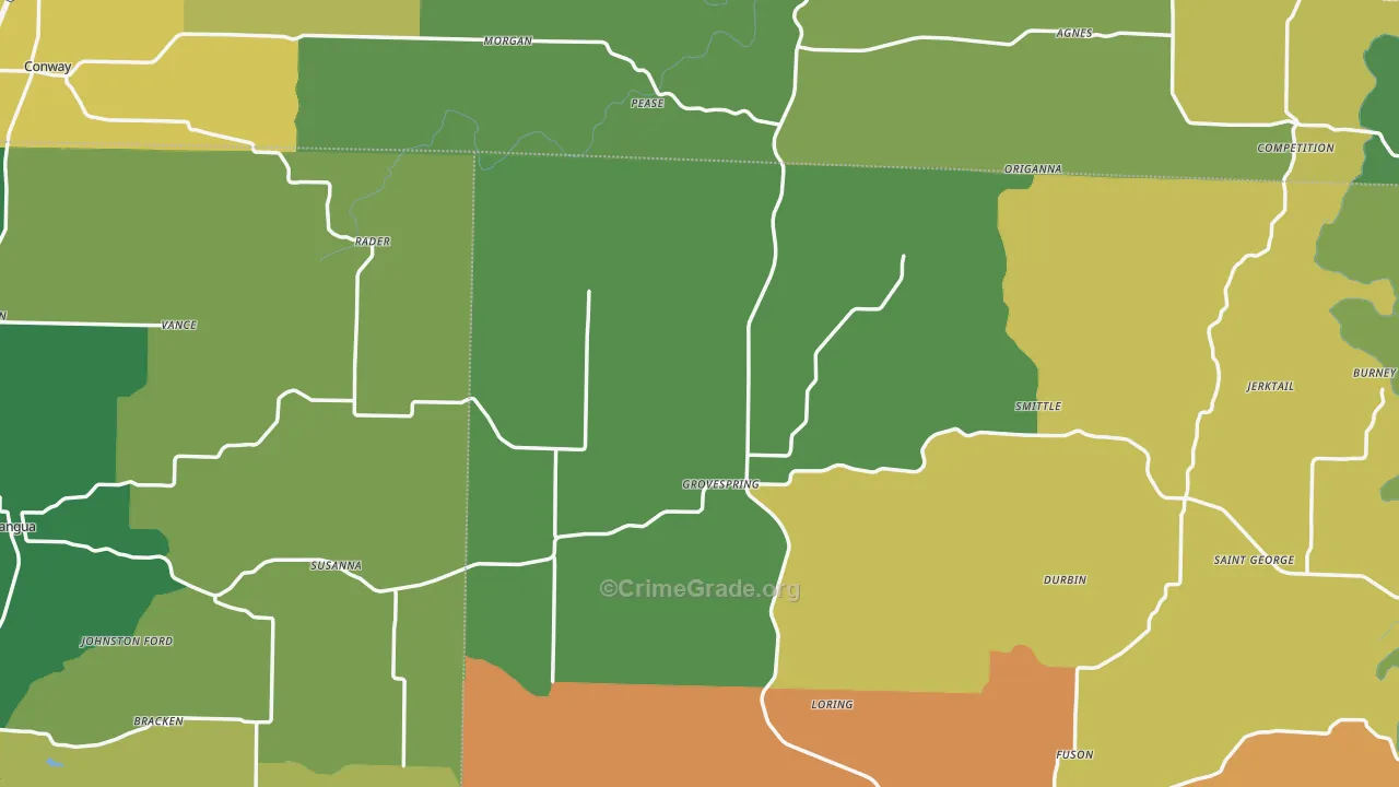Grovespring, MO Map of Vandalism Rates