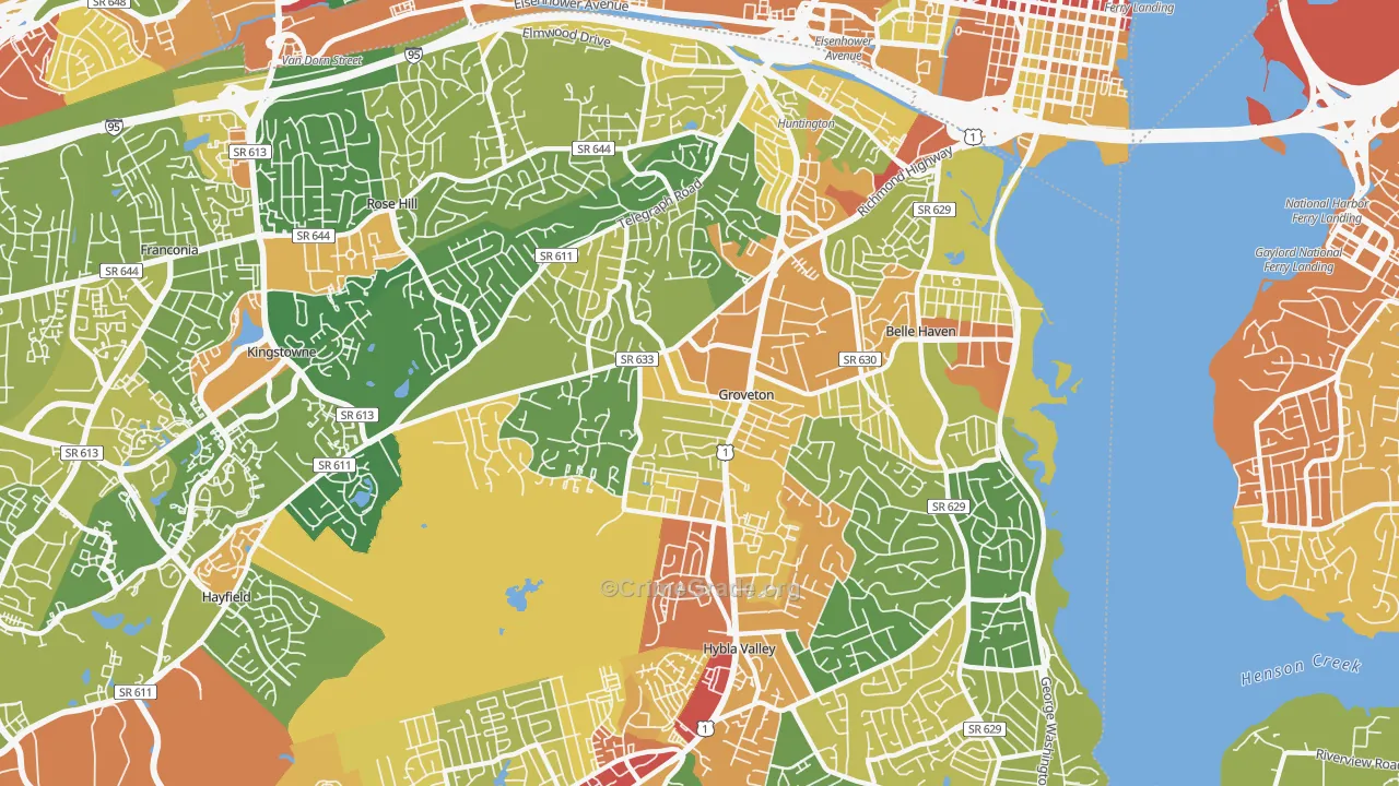 Groveton, Alexandria, VA Map of Vandalism Rates