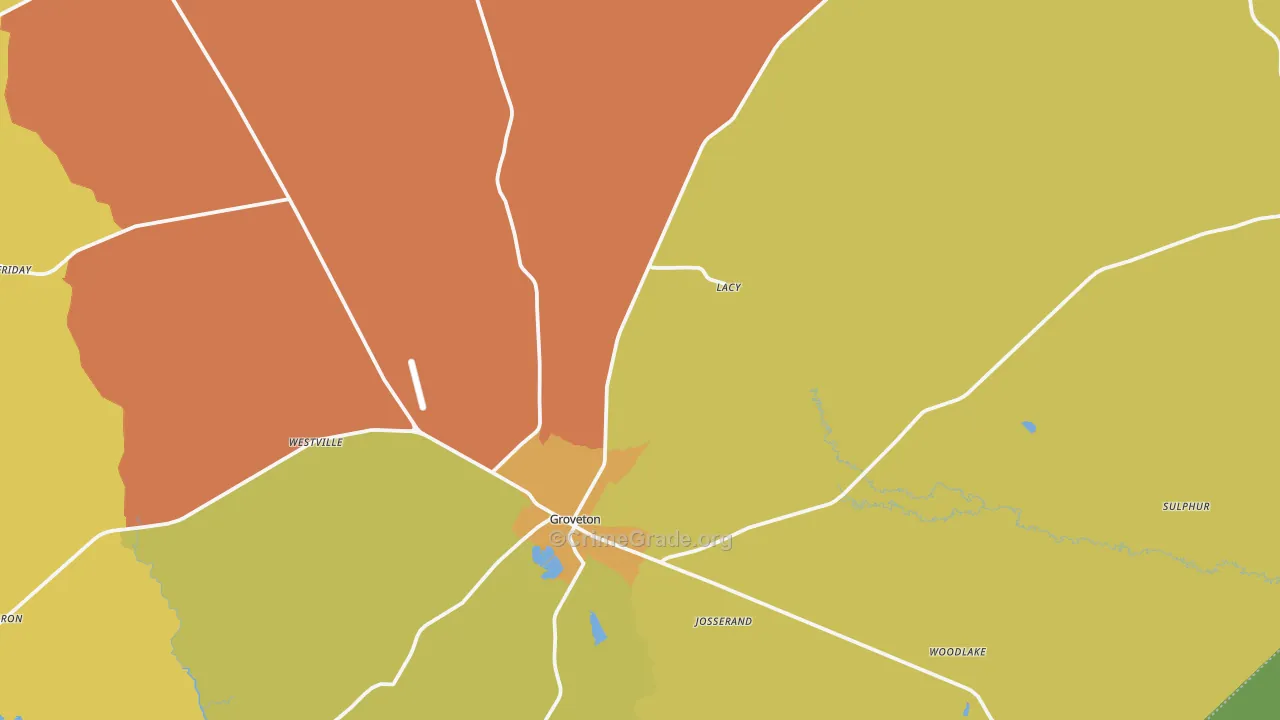 Groveton, TX Map of Vandalism Rates