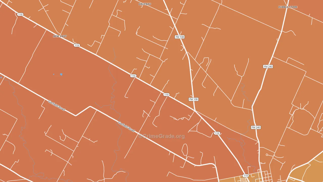 Gruenau, TX Map of Vandalism Rates