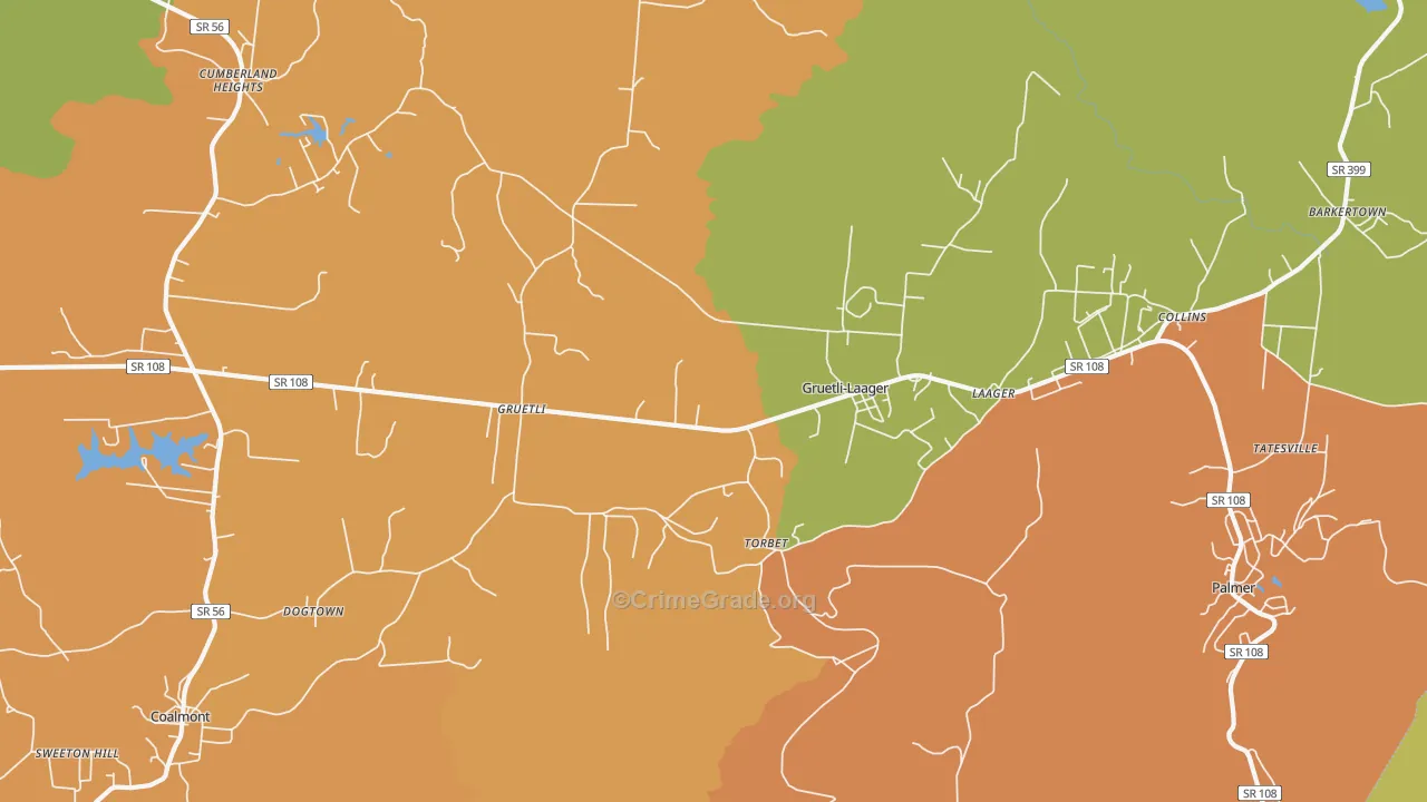 Gruetli-Laager, TN Map of Vandalism Rates