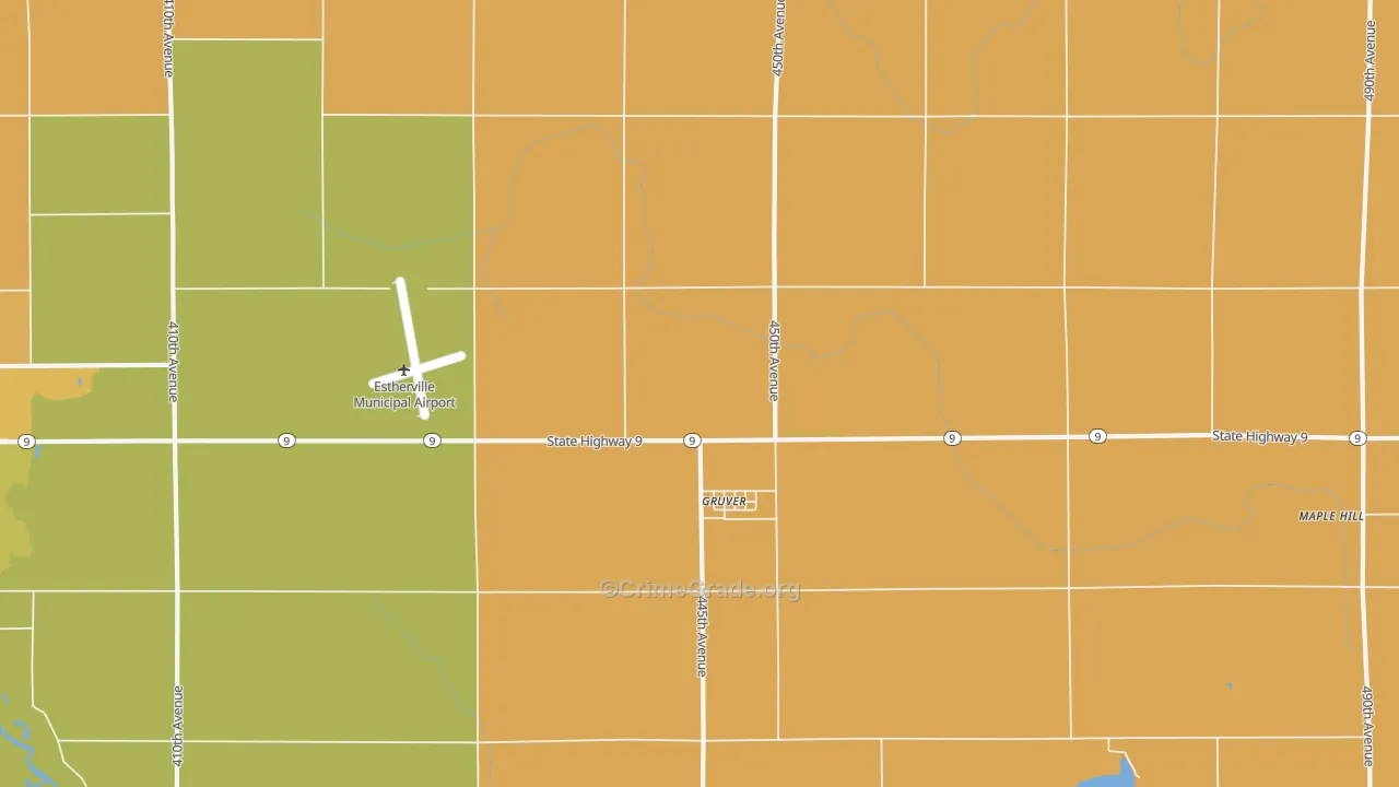 Gruver, IA Map of Vandalism Rates