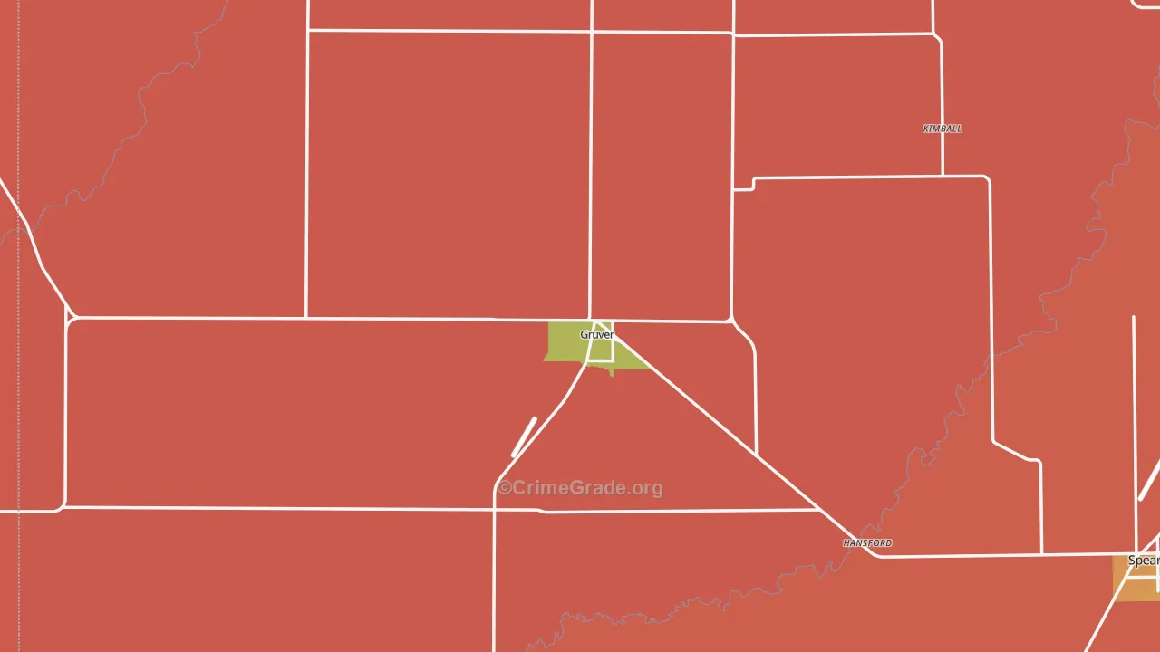 Gruver, TX Map of Vandalism Rates