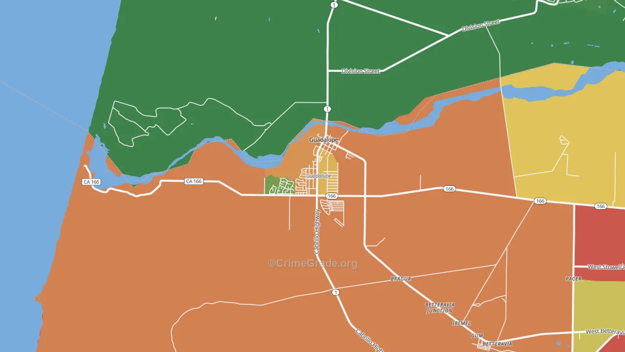 Guadalupe, CA Map of Vandalism Rates