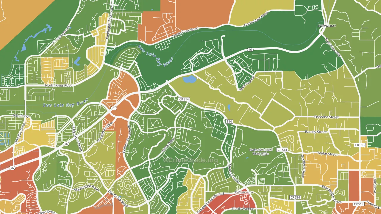 Guajome, Oceanside, CA Map of Vandalism Rates