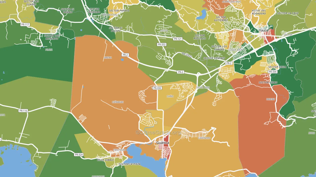 Guanica, PR Map of Vandalism Rates