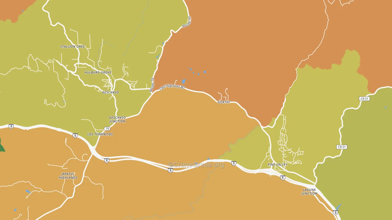 Guatay, CA Map of Vandalism Rates
