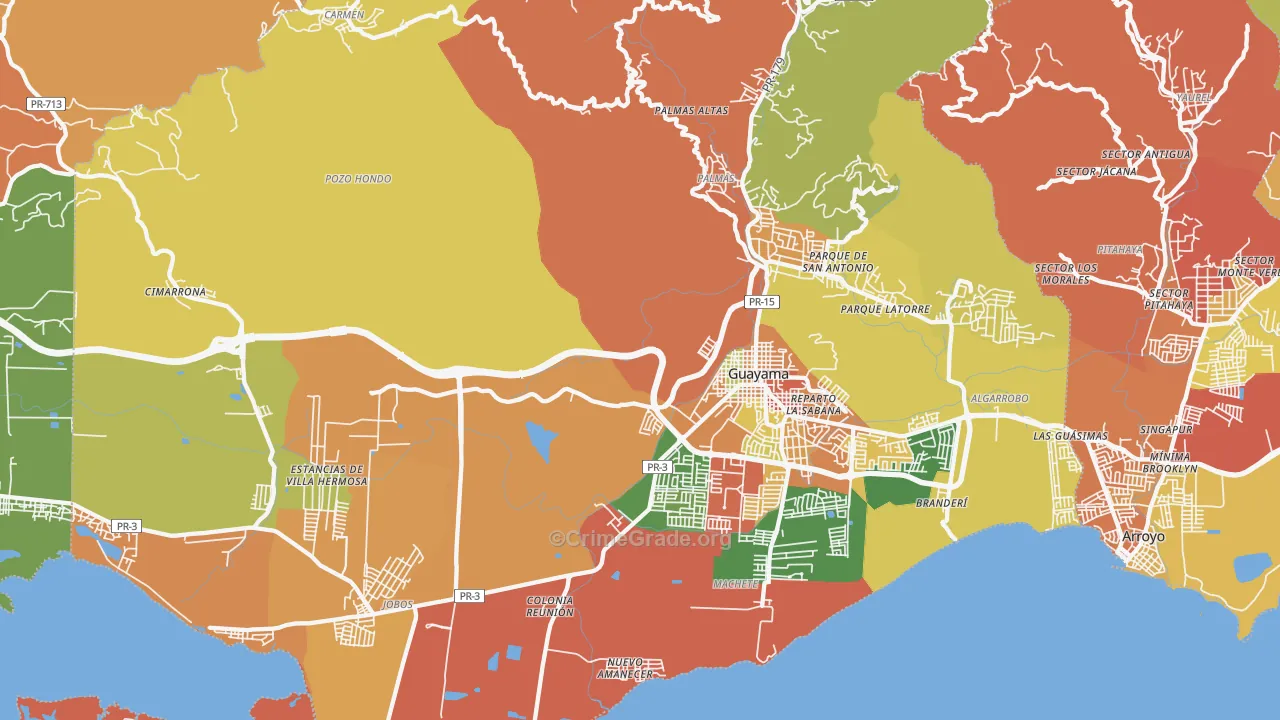 Guayama, PR Map of Vandalism Rates