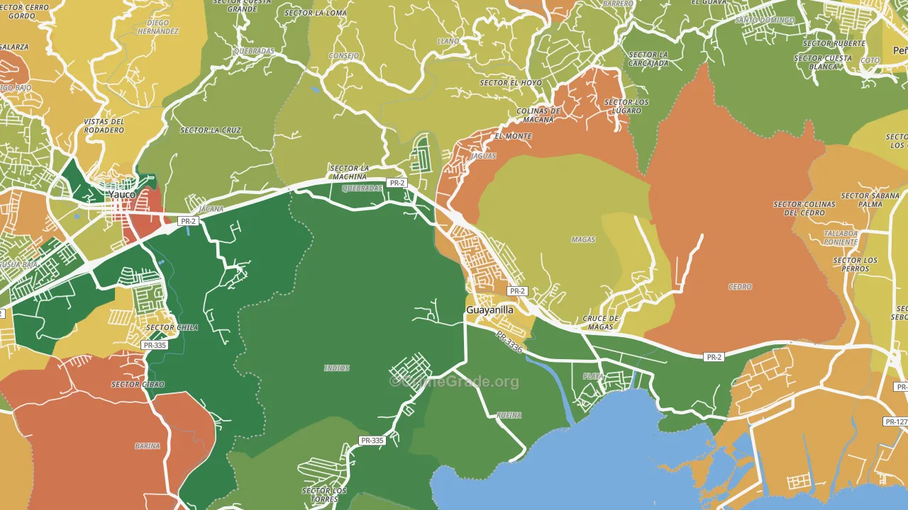 Guayanilla, PR Map of Vandalism Rates