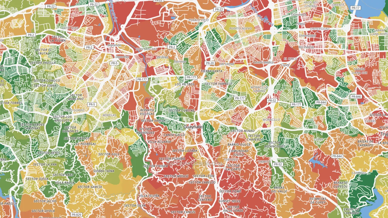 Guaynabo, PR Map of Vandalism Rates