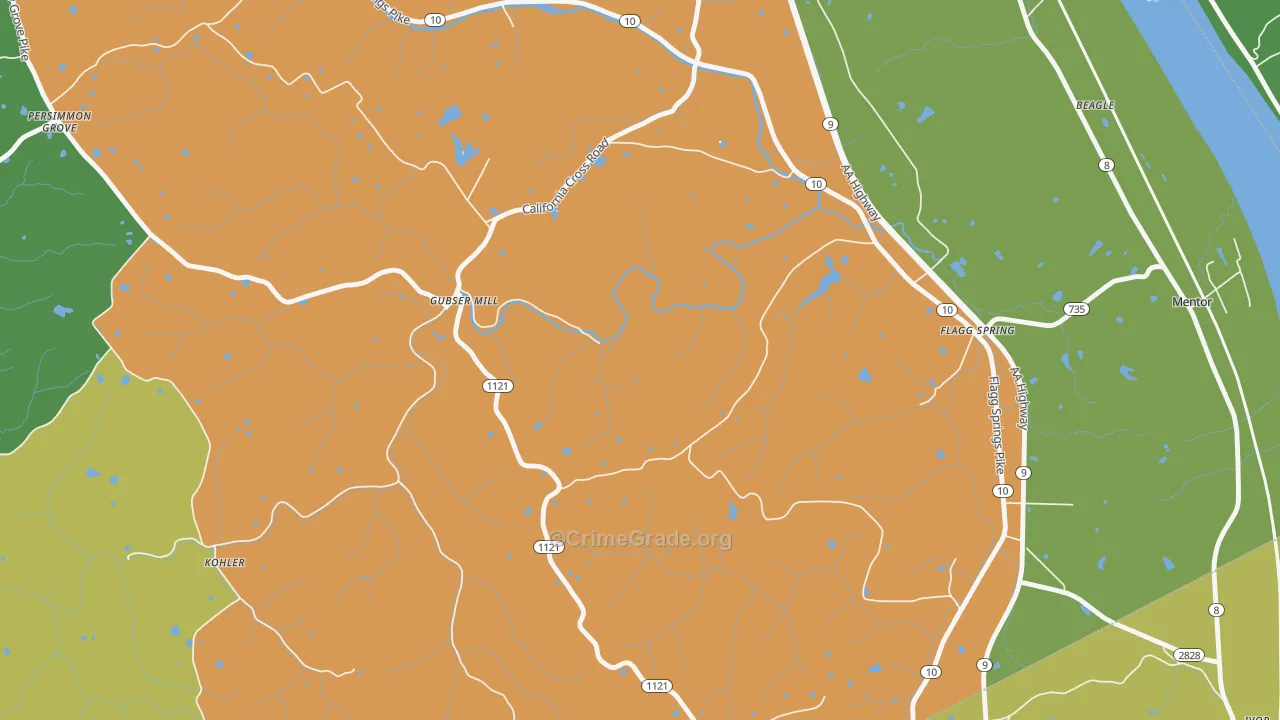 Gubser Mill, KY Map of Vandalism Rates