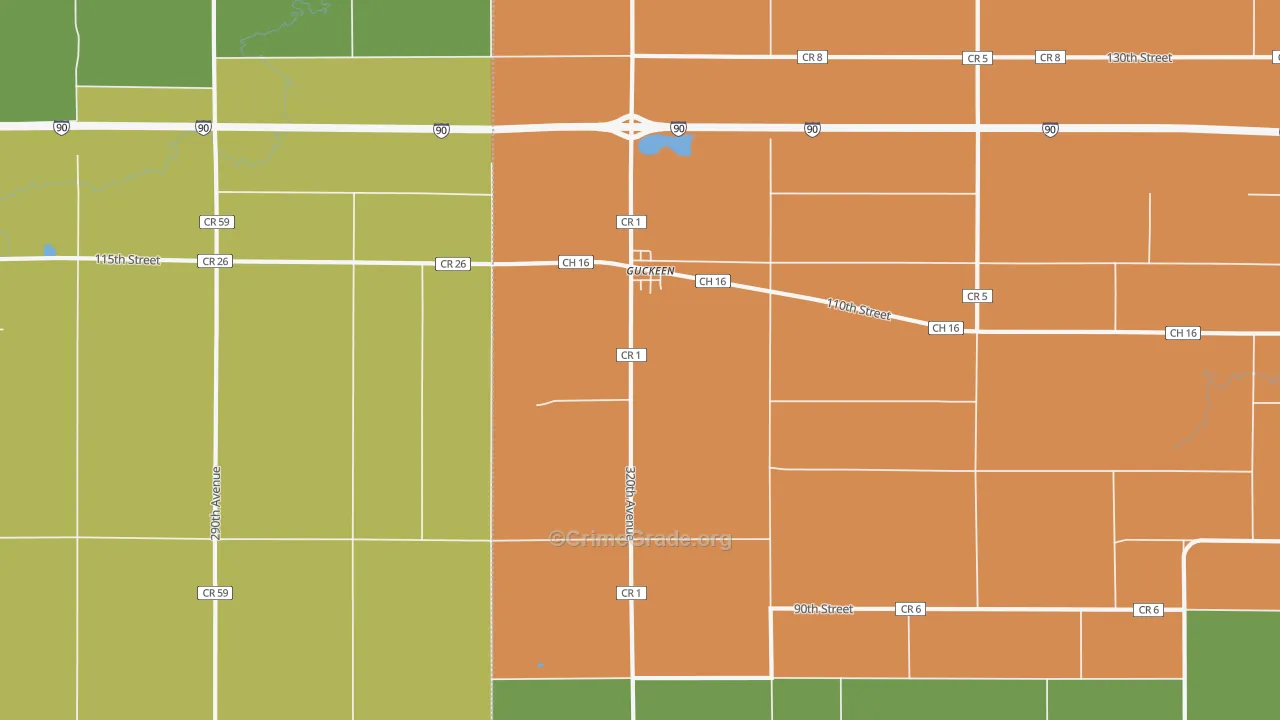 Guckeen, MN Map of Vandalism Rates