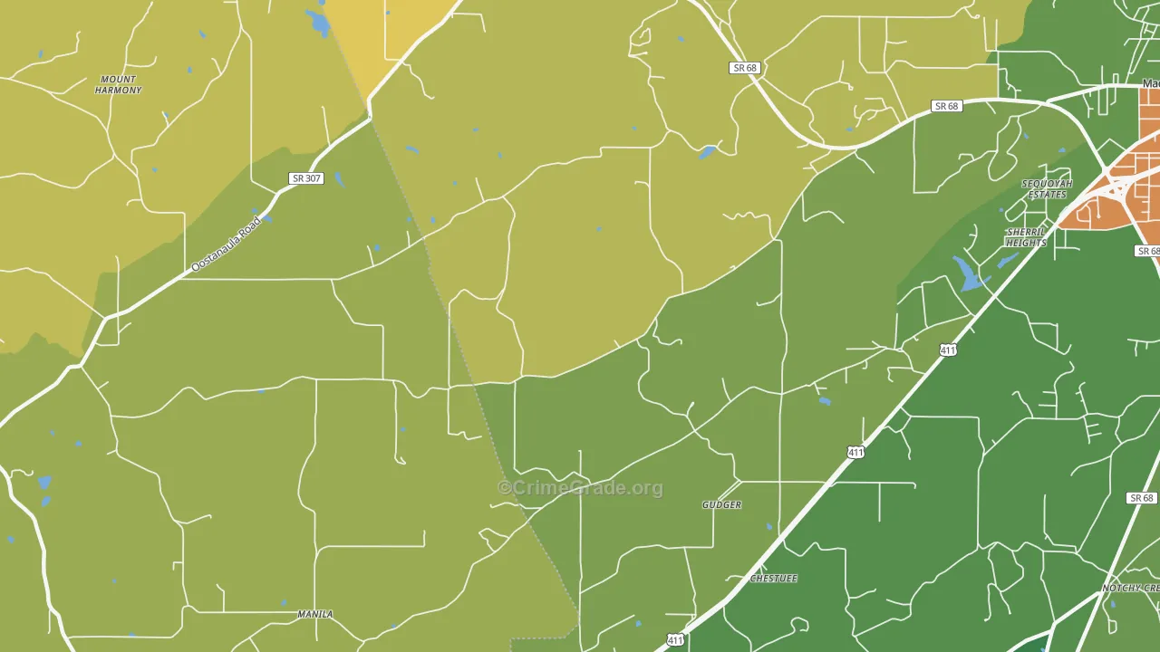 Gudger, TN Map of Vandalism Rates