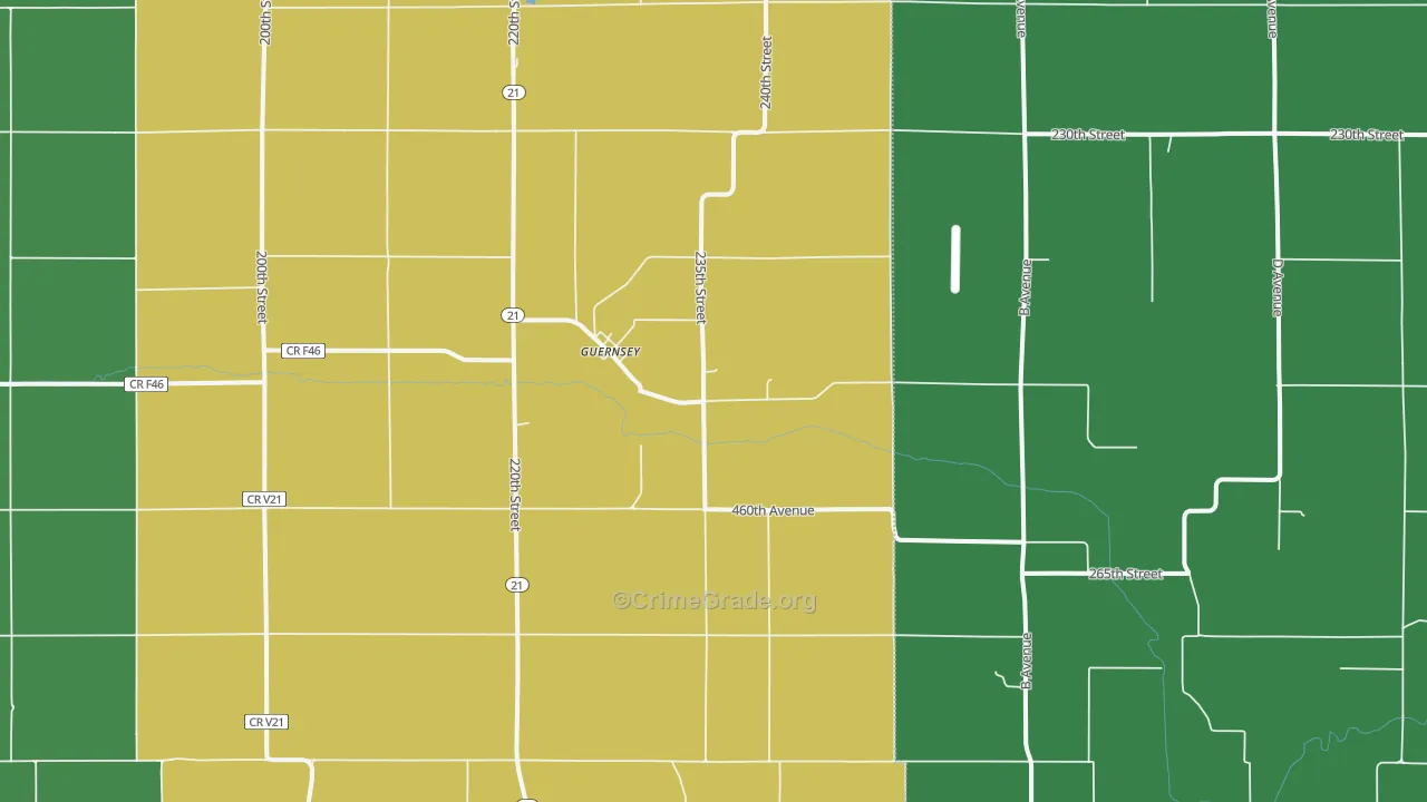 Guernsey, IA Map of Vandalism Rates