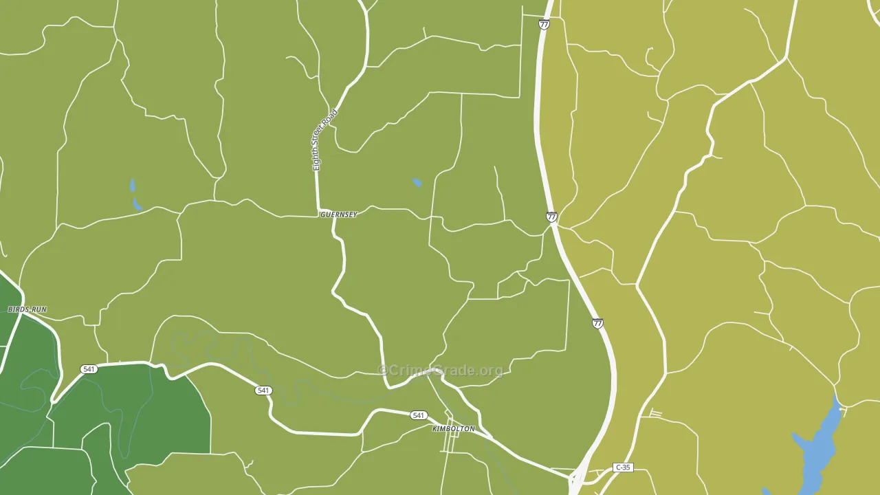 Guernsey, OH Map of Vandalism Rates