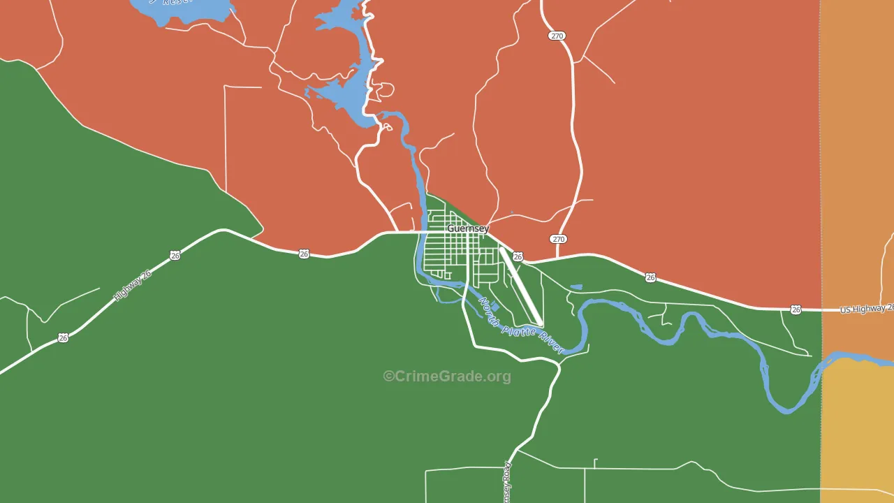 Guernsey, WY Map of Vandalism Rates