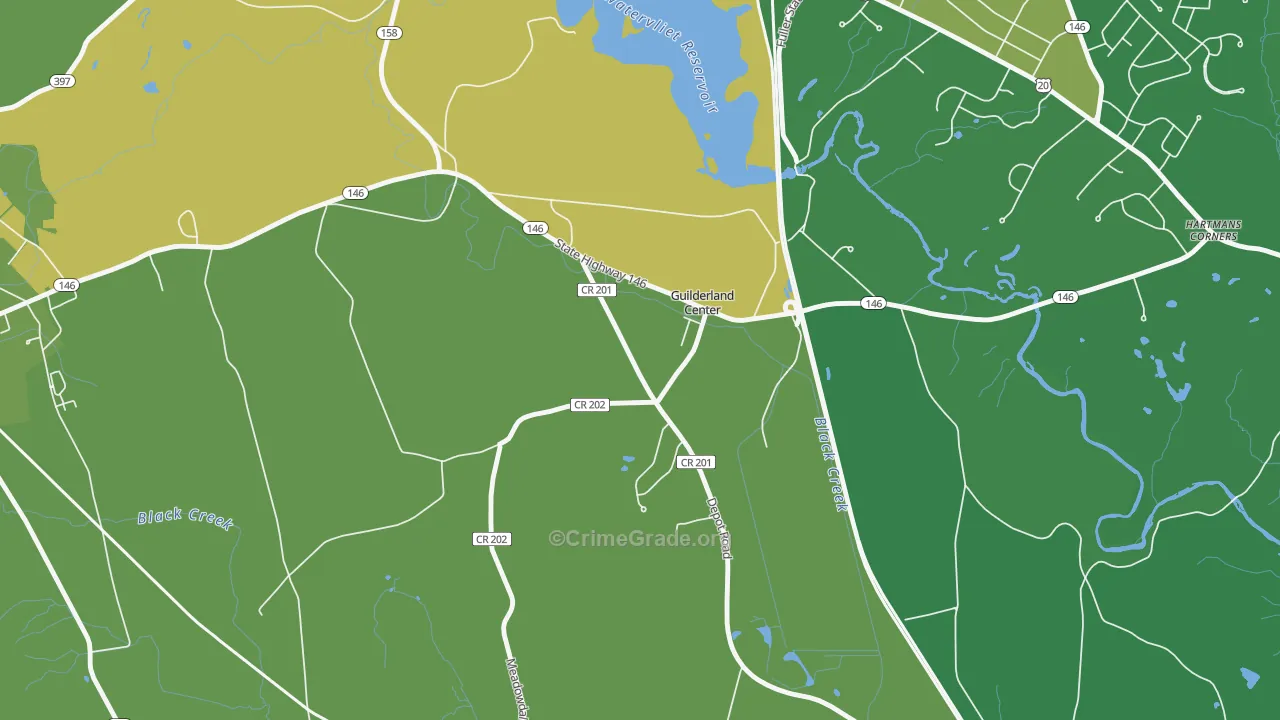 Guilderland Center, NY Map of Vandalism Rates