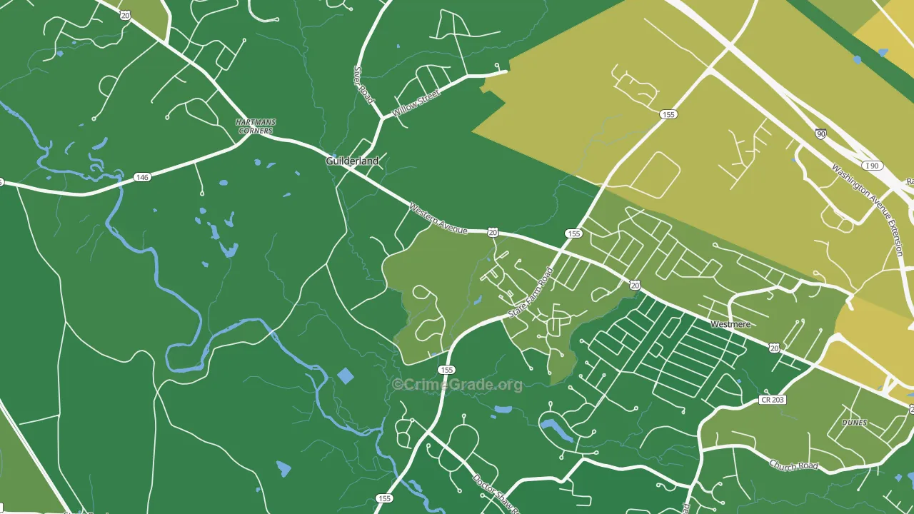 Guilderland, NY Map of Vandalism Rates