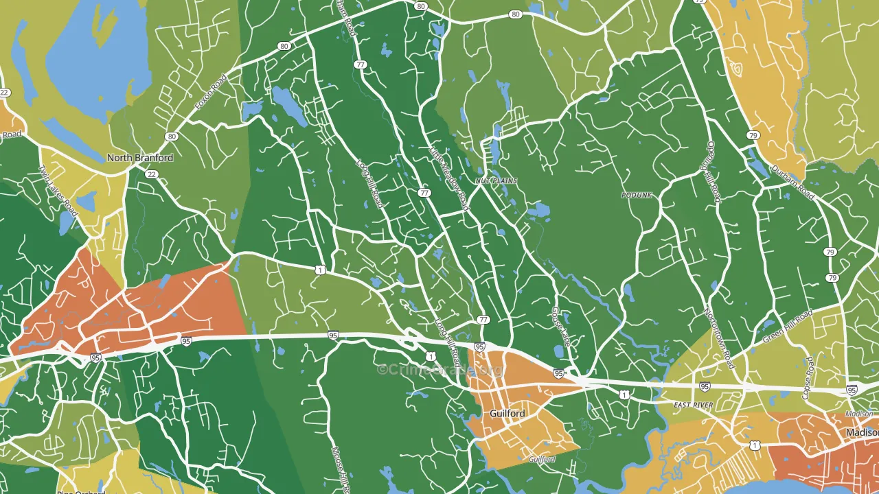 Guilford, CT Map of Vandalism Rates